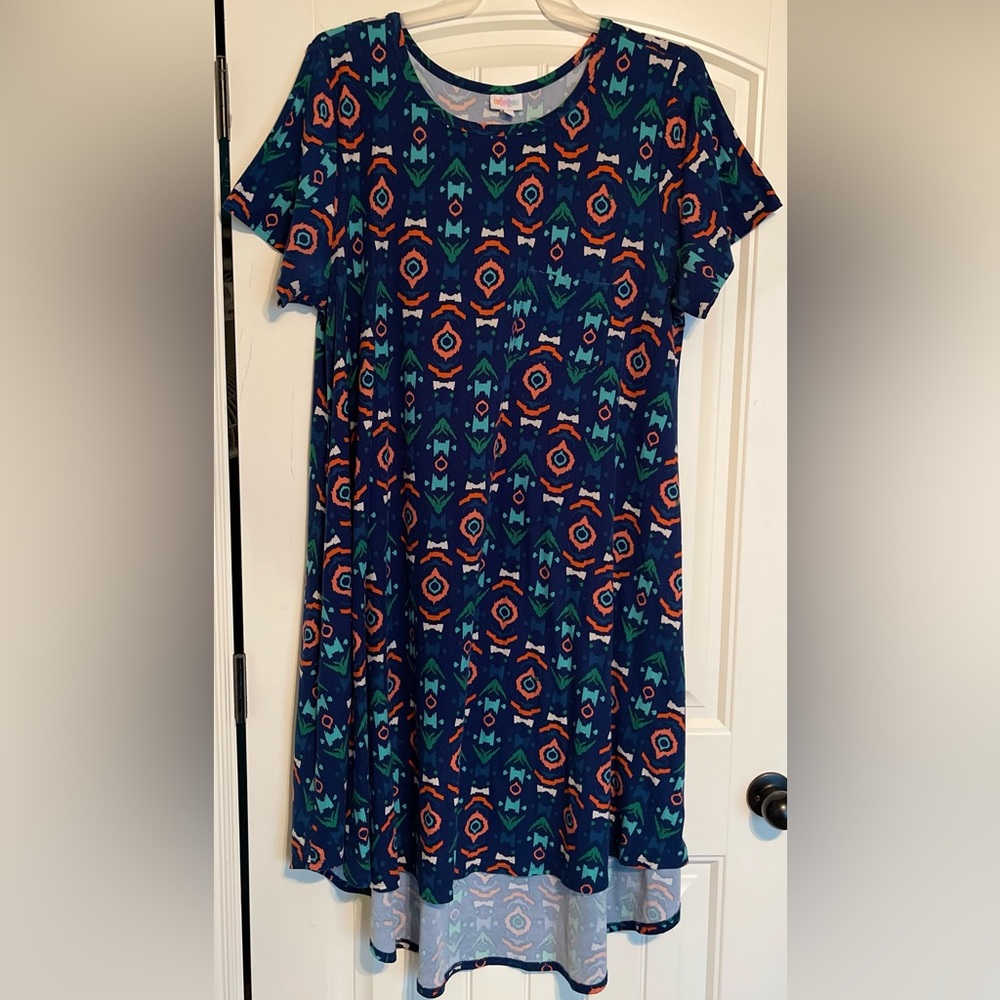LuLaRoe Plus Size High Low Dress Maternity Blue Orange Green Size: XXXL / 3XL